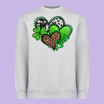 St. Patrick's Day Hearts Heavyweight Sweatshirt Designed By Jasminsmagicworld
