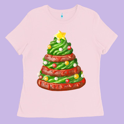 Green Chocolate Christmas Cookie Cake Ladies Tee Designed By Fadigitalartstudio