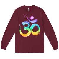 Burgundy womens om symbol   psy trance goa yoga meditation buddhism buddhist v Long Sleeve Tee - linhVisuals