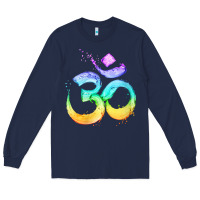 Navy womens om symbol   psy trance goa yoga meditation buddhism buddhist v Long Sleeve Tee - linhVisuals