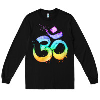 Black womens om symbol   psy trance goa yoga meditation buddhism buddhist v Long Sleeve Tee - linhVisuals