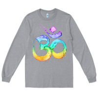 Heather Grey womens om symbol   psy trance goa yoga meditation buddhism buddhist v Long Sleeve Tee - linhVisuals