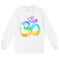 White womens om symbol   psy trance goa yoga meditation buddhism buddhist v Long Sleeve Tee - linhVisuals