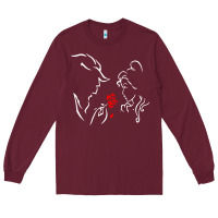 Burgundy beauty the beast love Long Sleeve Tee - linhVisuals