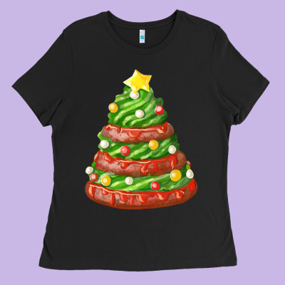 Green Chocolate Christmas Cookie Cake Ladies Tee Designed By Fadigitalartstudio