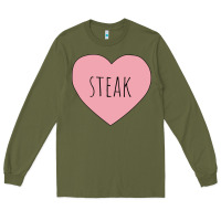 Army Green i heart steak Long Sleeve Tee - linhVisuals