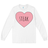White i heart steak Long Sleeve Tee - linhVisuals