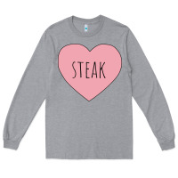 Heather Grey i heart steak Long Sleeve Tee - linhVisuals