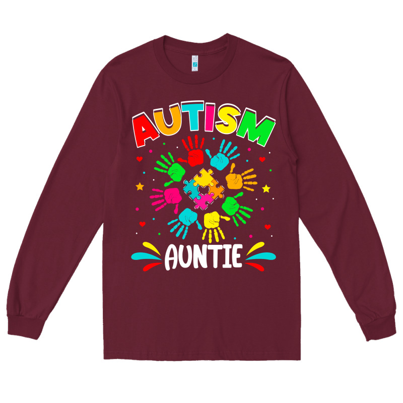 Autistic Auntie Puzzle Support Family Autism Awareness Sweatshirt Long Sleeve Tee by linhVisuals | Teevron