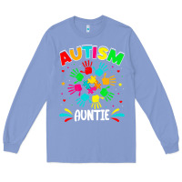 Colony Blue autistic auntie puzzle support family autism awareness sweatshirt Long Sleeve Tee - linhVisuals