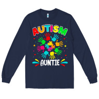 Autistic Auntie Puzzle Support Family Autism Awareness Sweatshirt Long Sleeve Tee | Teevron