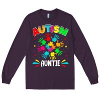 Plum autistic auntie puzzle support family autism awareness sweatshirt Long Sleeve Tee - linhVisuals