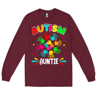 Burgundy autistic auntie puzzle support family autism awareness sweatshirt Long Sleeve Tee - linhVisuals