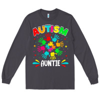 Smoke autistic auntie puzzle support family autism awareness sweatshirt Long Sleeve Tee - linhVisuals