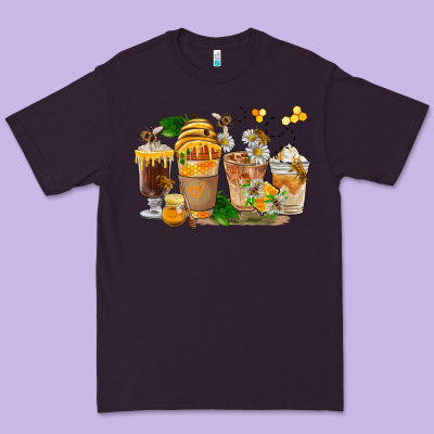 Honey Bee Coffee Cups Premium Tee Designed By Fadigitalartstudio