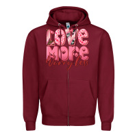 Burgundy love more worry less Zipper Hoodie - RanaPortraitStore
