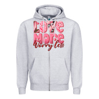 Heather Grey love more worry less Zipper Hoodie - RanaPortraitStore