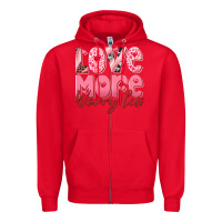 Red love more worry less Zipper Hoodie - RanaPortraitStore