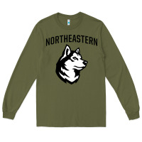 Army Green northeastern huskies Long Sleeve Tee - linhVisuals