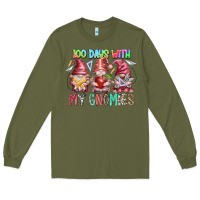 Army Green 100 days with my gnomies Long Sleeve Tee - RacoonDesign