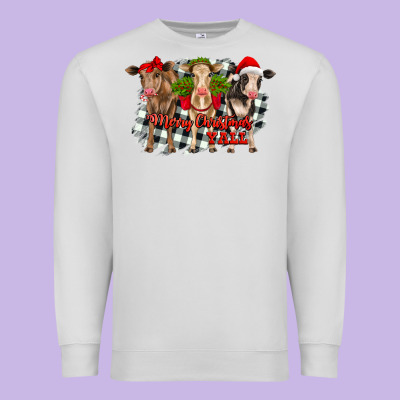 Merry Christmas Y'all Heifers Premium Sweatshirt Designed By Ranaportraitstore