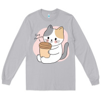 Moon Dust Cat Drinking Coffee Kitten Kawaii Japanese Kitty Long Sleeve Tee - linhVisuals