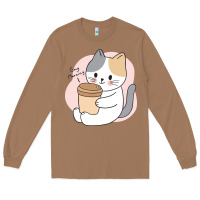 Toasted Coconut Cat Drinking Coffee Kitten Kawaii Japanese Kitty Long Sleeve Tee - linhVisuals