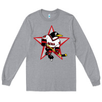 Heather Grey Red Penguin 1990's Russian Long Sleeve Tee - linhVisuals