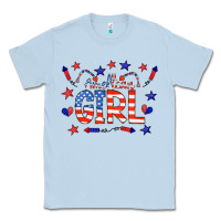 Dusty Blue all american girl doodle letters Classic Tee - CowCowDesign
