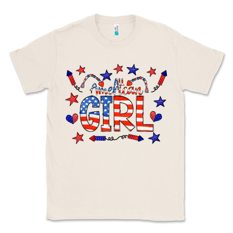 All American Girl Doodle Letters Classic Tee by CowCowDesign | Teevron