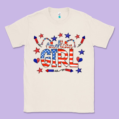 All American Girl Doodle Letters Classic Tee Designed By Cowcowdesign