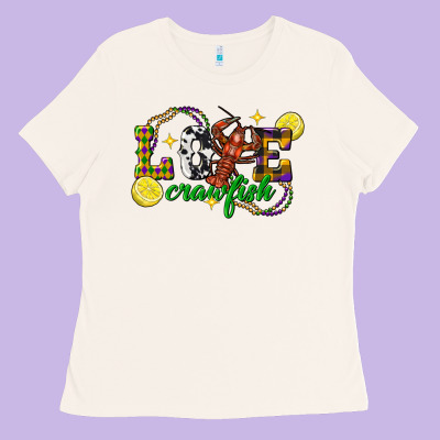Mardi Gras Love Crawfish Ladies Tee Designed By Fadigitalartstudio