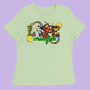 Mardi Gras Love Crawfish Ladies Tee Designed By Fadigitalartstudio