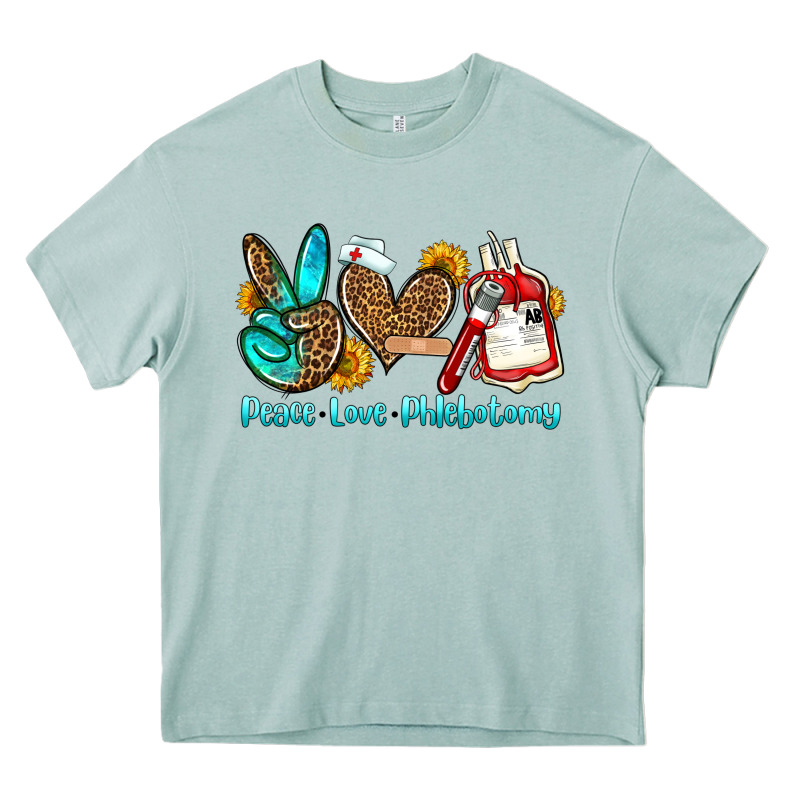 Peace Love Phlebotomy Heavy Core Tee by OliviaCreatesArt | Teevron