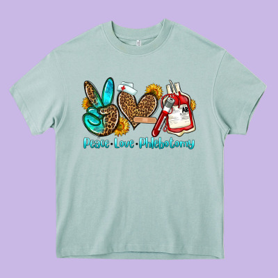 Peace Love Phlebotomy Heavy Core Tee Designed By Oliviacreatesart