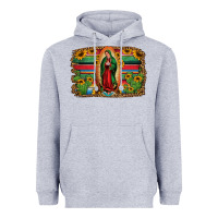 Heather Grey lady of guadalupe serape background Heavyweight Hoodie - Jasminsmagicworld