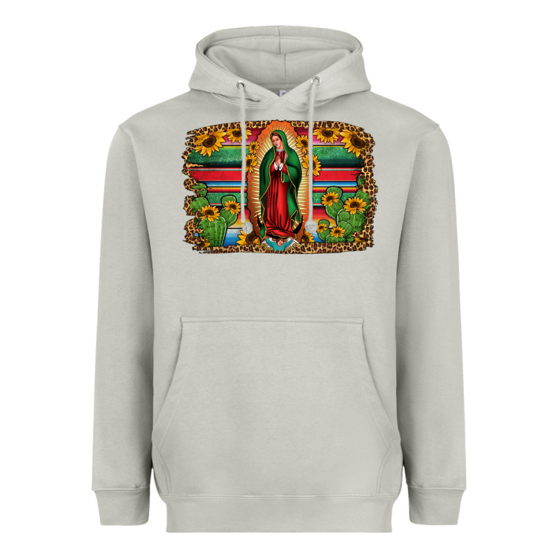 Lady Of Guadalupe Serape Background Heavyweight Hoodie by Jasminsmagicworld | Teevron