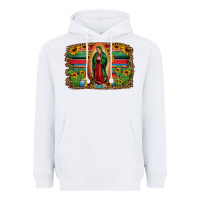 White lady of guadalupe serape background Heavyweight Hoodie - Jasminsmagicworld