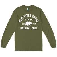 Army Green womens new river gorge national park bear west virginia nature v neck Long Sleeve Tee - linhVisuals