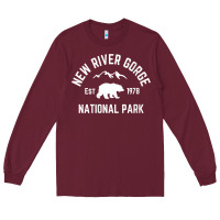 Burgundy womens new river gorge national park bear west virginia nature v neck Long Sleeve Tee - linhVisuals