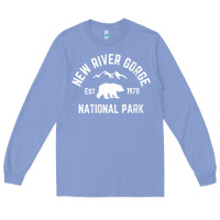 Colony Blue womens new river gorge national park bear west virginia nature v neck Long Sleeve Tee - linhVisuals