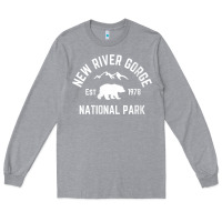 Heather Grey womens new river gorge national park bear west virginia nature v neck Long Sleeve Tee - linhVisuals