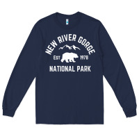 Navy womens new river gorge national park bear west virginia nature v neck Long Sleeve Tee - linhVisuals