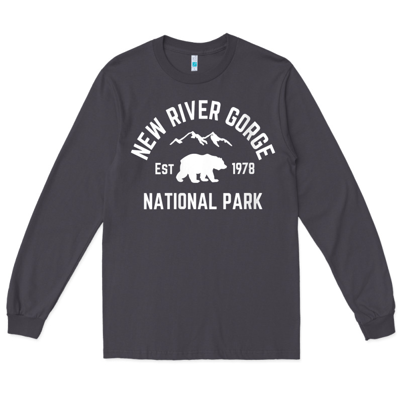 Womens New River Gorge National Park Bear West Virginia Nature V Neck Long Sleeve Tee by linhVisuals | Teevron