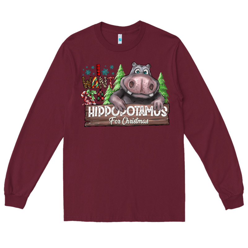I Want A Hippopotamus For Christmas Long Sleeve Tee by CowhideDigitalArt | Teevron