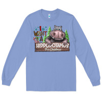 Colony Blue I Want a Hippopotamus for Christmas Long Sleeve Tee - CowhideDigitalArt