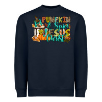 Navy Pumpkin spice and Jesus Christ Heavyweight Sweatshirt - RanaPortraitStore