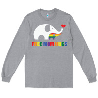 Heather Grey free mom hugs pride elephant rainbow Long Sleeve Tee - linhVisuals