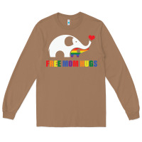 Toasted Coconut free mom hugs pride elephant rainbow Long Sleeve Tee - linhVisuals