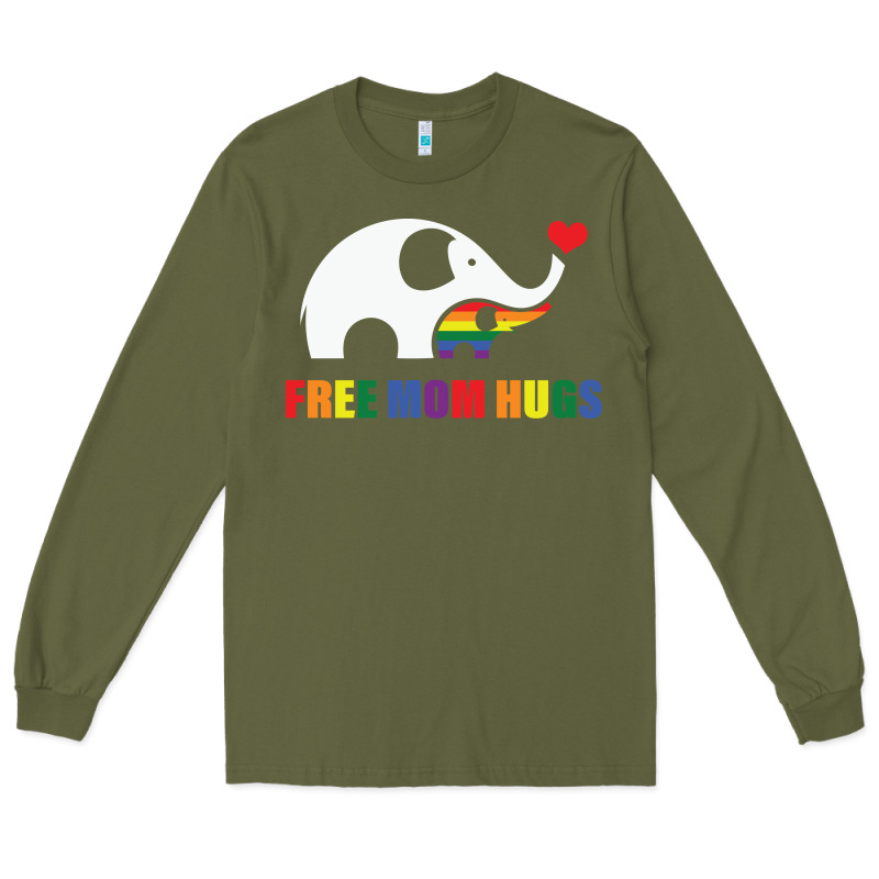 Free Mom Hugs Pride Elephant Rainbow Long Sleeve Tee by linhVisuals | Teevron